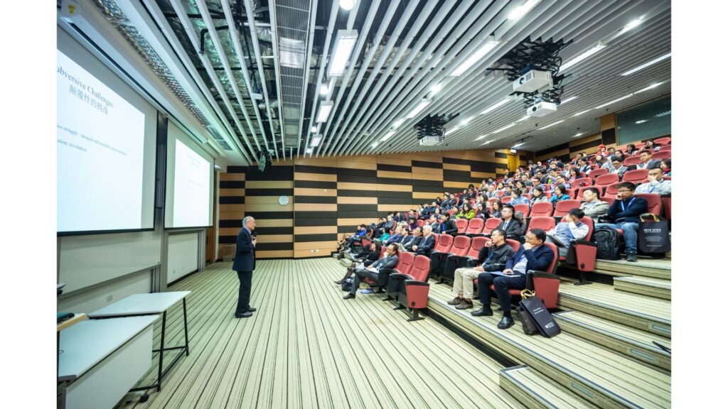 Picture of a lecture taking place, showing that hypnotherapy can help with nerves about public speaking.